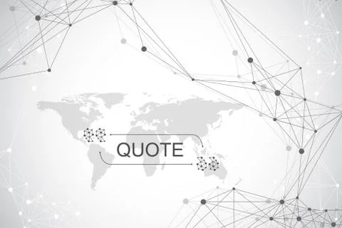 Geometric abstract background with connected lines and dots. Wave flow. Molec Stock Illustration