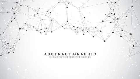 Geometric abstract background with connected lines and dots. Connectivity flow Stockillustratie