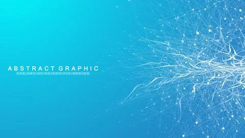 Geometric abstract background with connected lines and dots. Connectivity flow Stock Illustration