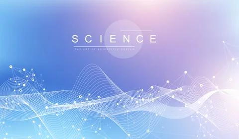 Geometric abstract background with connected lines and dots. Connectivity flow Illustrazione stock