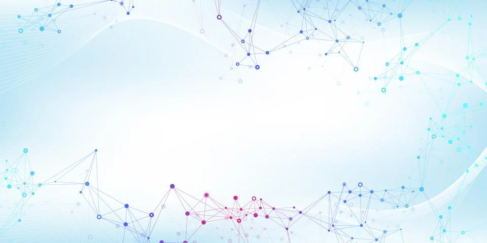 Geometric abstract background with connected lines and dots. Connectivity flow Stock Illustration