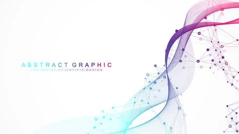 Geometric abstract background with connected lines and dots. Connectivity flow Illustrazione stock