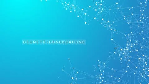 Geometric abstract background with connected lines and dots. Connectivity flow Stock Illustration