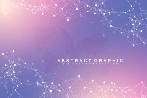 Geometric abstract background with connected lines and dots. Connectivity flow Stock Illustration