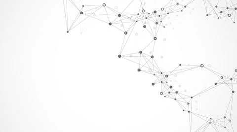 Geometric abstract background with connected lines and dots. Connectivity flow Stock Illustration