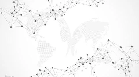 Geometric abstract background with connected lines and dots. Connectivity flow Stock Illustration