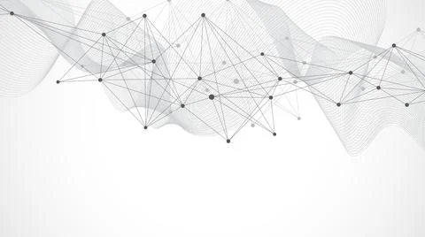 Geometric abstract background with connected lines and dots. Connectivity flow 스톡 일러스트