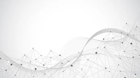 Geometric abstract background with connected lines and dots. Connectivity flow Illustrazione stock