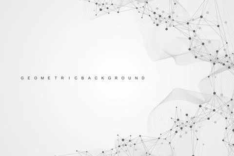Geometric abstract background with connected lines and dots. Connectivity flow Stock Illustration