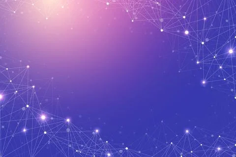 Geometric abstract background with connected lines and dots. Connectivity flow Illustrazione stock