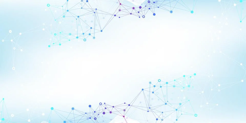 Geometric abstract background with connected lines and dots. Connectivity flow Stock Illustration