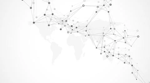 Geometric abstract background with connected lines and dots. Connectivity flow Stock Illustration