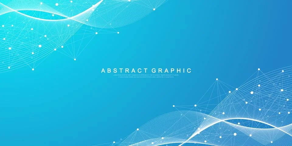 Geometric abstract background with connected lines and dots. Connectivity flow Illustrazione stock
