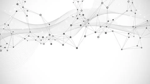 Geometric abstract background with connected lines and dots. Connectivity flow Stockillustratie
