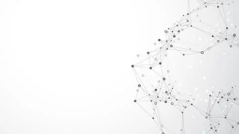 Geometric abstract background with connected lines and dots. Connectivity flow Illustrazione stock