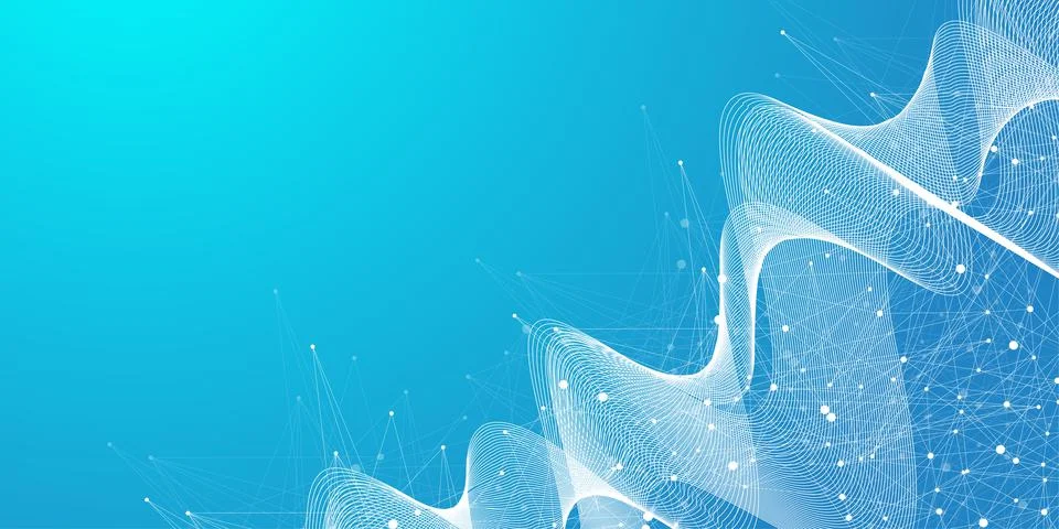 Geometric abstract background with connected lines and dots. Connectivity flow Stock Illustration