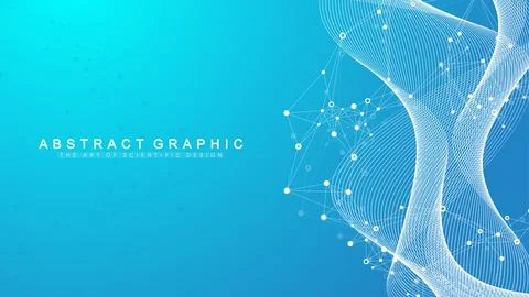Geometric abstract background with connected lines and dots. Connectivity flow Stock Illustration
