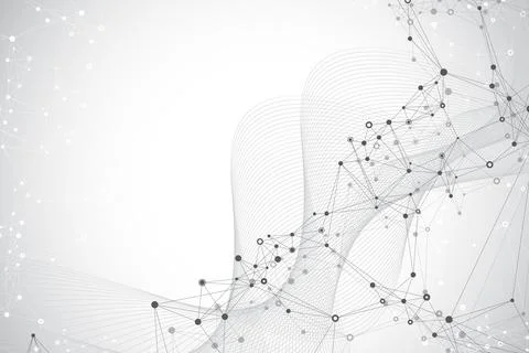 Geometric abstract background with connected lines and dots. Connectivity flow Stock Illustration
