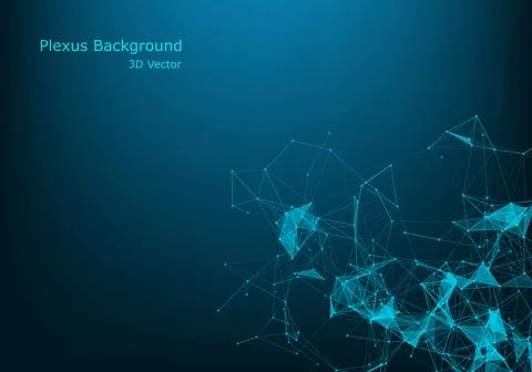 Geometric abstract background with connected lines and dots. Wave flow. Molec Stock Illustration