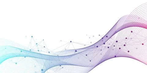 Geometric abstract background with connected lines and dots. Connectivity flow Stock Illustration