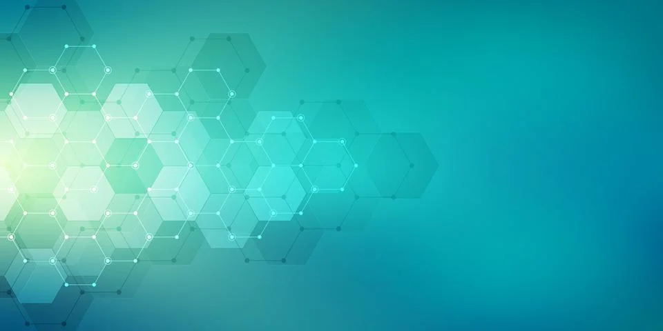 Geometric abstract background with hexagons elements. Medical background texture Stockillustratie