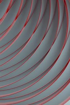 Geometric abstract background, pattern - thin red curved lines, grid on light Stock Illustration
