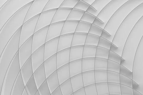 Geometric abstract background, pattern - thin light grey curved lines, grid o Stock Photos