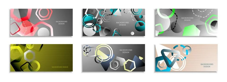 Geometric abstract background. Set of 6 backgrounds. Various geometric shap.. Illustration