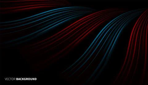 Geometric abstract black background. Bright red blue colors and dynamic shape Stock Illustration