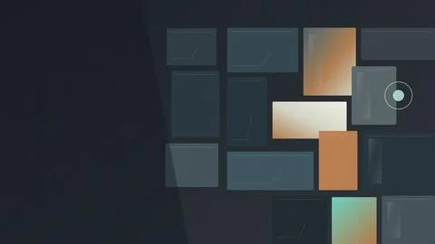 Geometric abstract blocks composition with gradient lighting on dark backgrou Stock Illustration