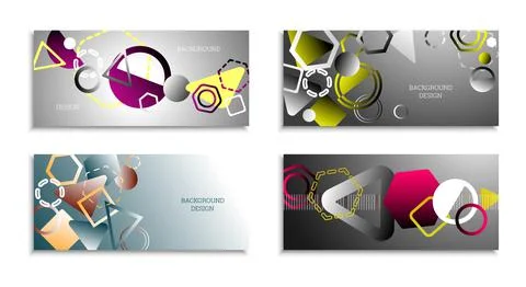 Geometric abstract bright background. Geometric shapes of different colors an Stock Illustration