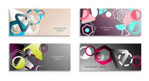 Geometric abstract bright background. Geometric shapes of different colors an Stock Illustration