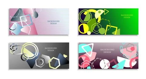 Geometric abstract bright background. Geometric shapes of different colors an Stock Illustration
