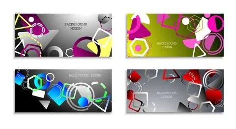 Geometric abstract bright background. Geometric shapes of different colors an Stock Illustration
