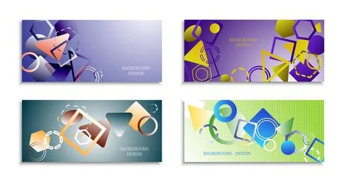 Geometric abstract bright background. Geometric shapes of different colors an Stock Illustration
