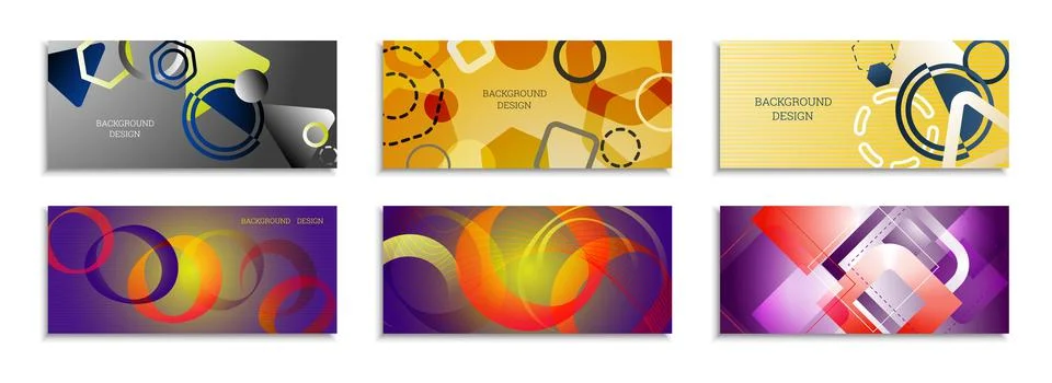 Geometric abstract bright background. Set of 6 covers. Geometric shapes of di 库存插图