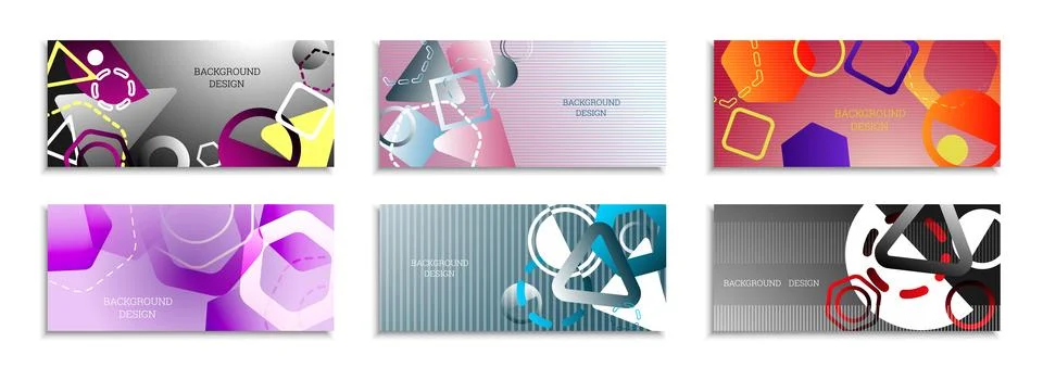 Geometric abstract bright background. Set of 6 covers. Geometric shapes of di 库存插图