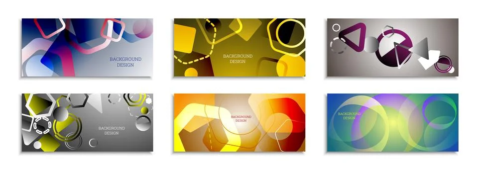 Geometric abstract bright background. Set of 6 covers. Geometric shapes of di Stockillustratie