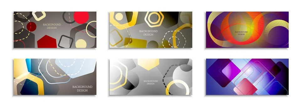 Geometric abstract bright background. Set of 6 covers. Geometric shapes of di Illustration
