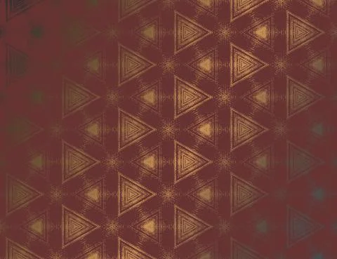 Geometric abstract burgundy with metallic gold tint textured kaleidoscopic Stock Illustration