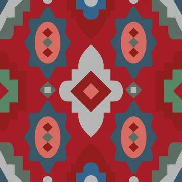 Geometric abstract carpet pattern. Tribal simple vector seamless background Stock Illustration