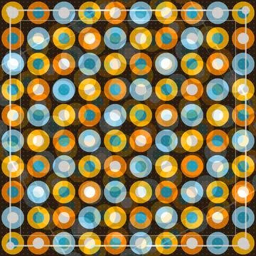 Geometric abstract circles pattern with orange blue white gradient on dark .. 스톡 일러스트