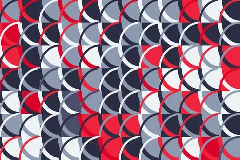 Geometric Abstract Circular Pattern Illustration in Red and Grey Digital Art Stock Illustration