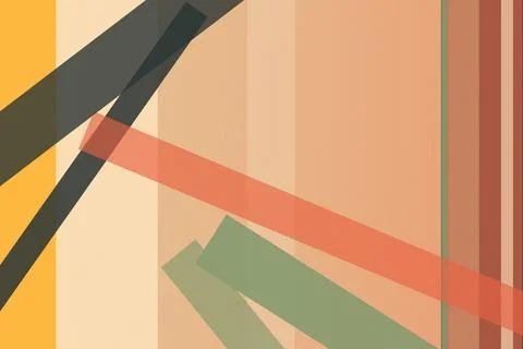 Geometric abstract collage with diagonal stripes in warm orange, green, and.. Stock Illustration