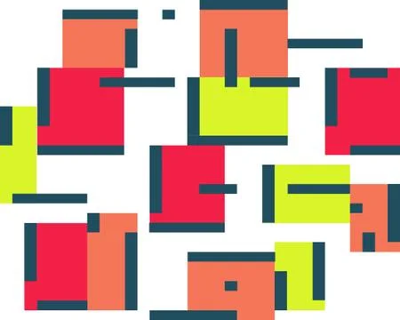Geometric abstract color background set of squares and lines Stock Illustration