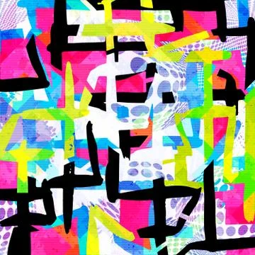 Geometric abstract color pattern in graffiti style. Quality vector illustrati 스톡 일러스트