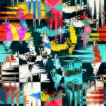 Geometric abstract color pattern in graffiti style. Quality vector illustrati Stock Illustration
