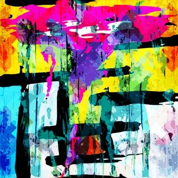 Geometric abstract color pattern in graffiti style. Quality vector illustrati 스톡 일러스트