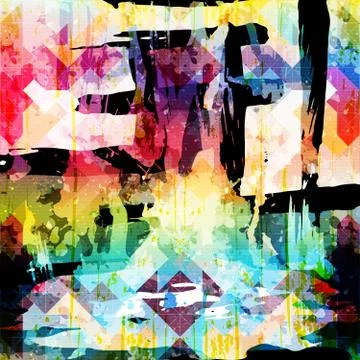 Geometric abstract color pattern in graffiti style. Quality vector illustrati Illustrazione stock