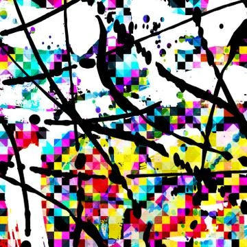 Geometric abstract color pattern in graffiti style. Quality vector illustrati Stock Illustration